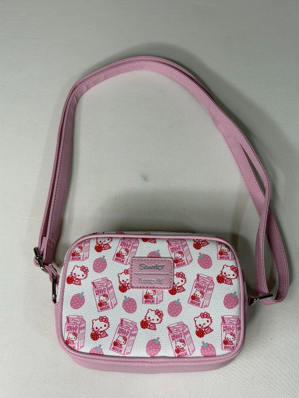 Loungefly x Sanrio Hello Kitty Strawberry Milk Mini Crossbody Bag Pink Kawaii